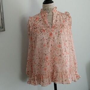 Peach floral lined blouse